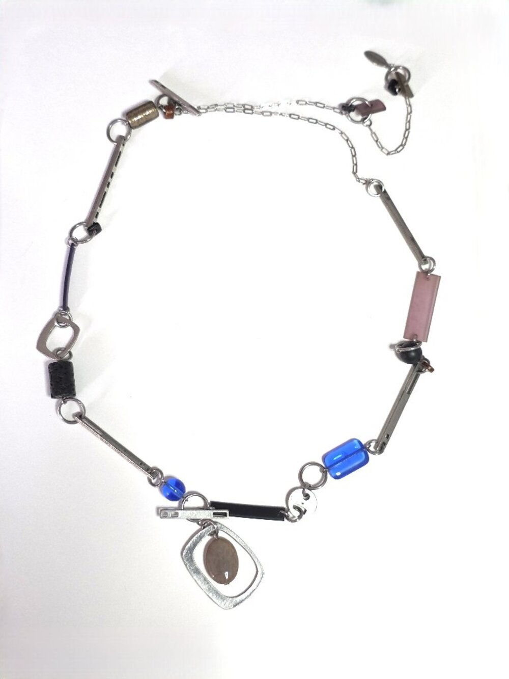 Isabel Desy pewter & glass necklace